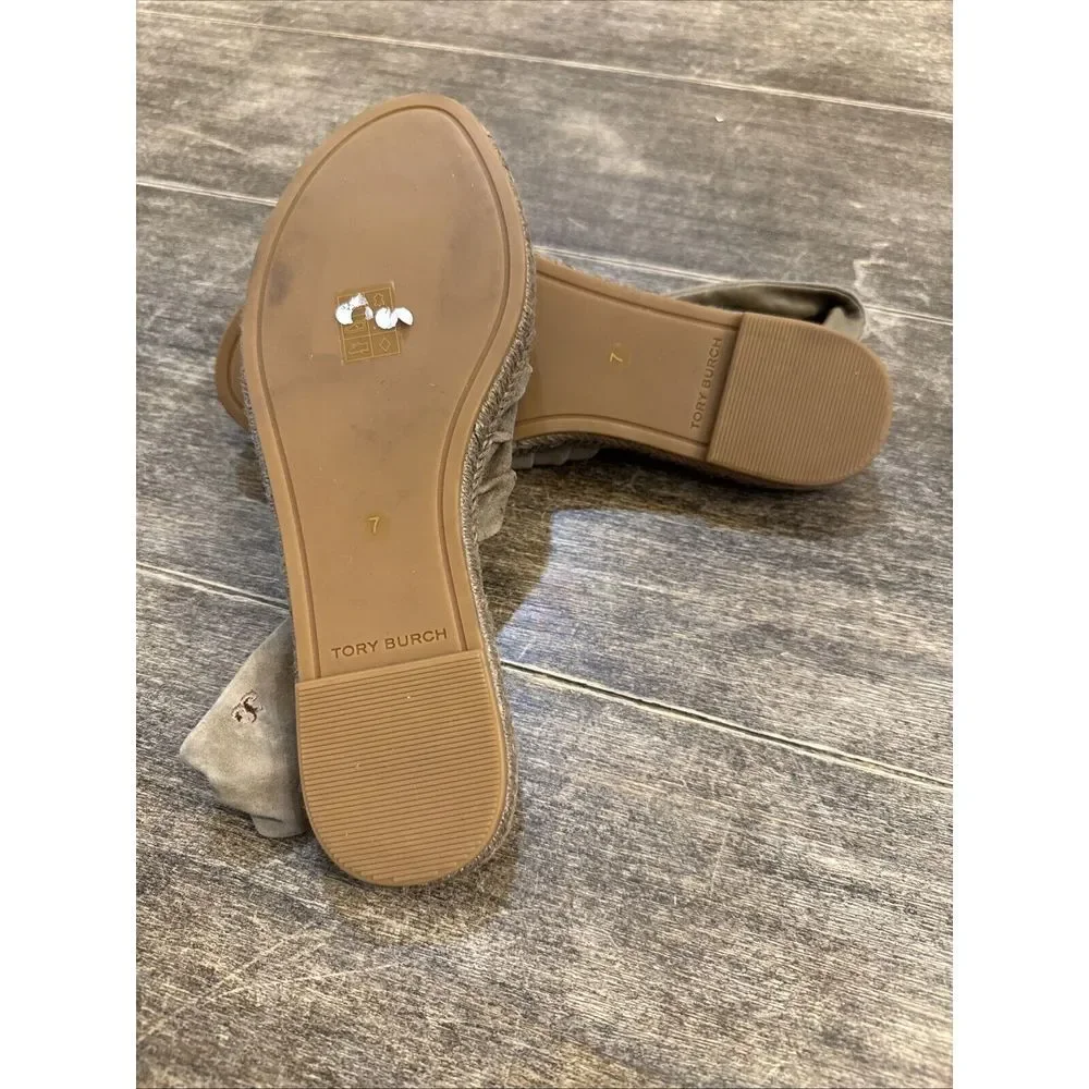 TORY BURCH SLING BACK SUEDE ESPADRILLE‎ SANDALS Colir Leccio SIZE 7 Boho Ruched